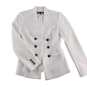 White House Black Market Womens Double-Breasted Blazer Size 00 Polyester & Spand